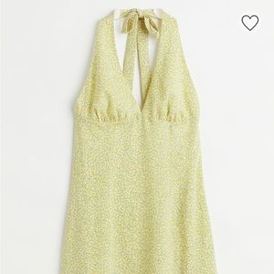 H&M Yellow Floral Halter Tie Neck Dress